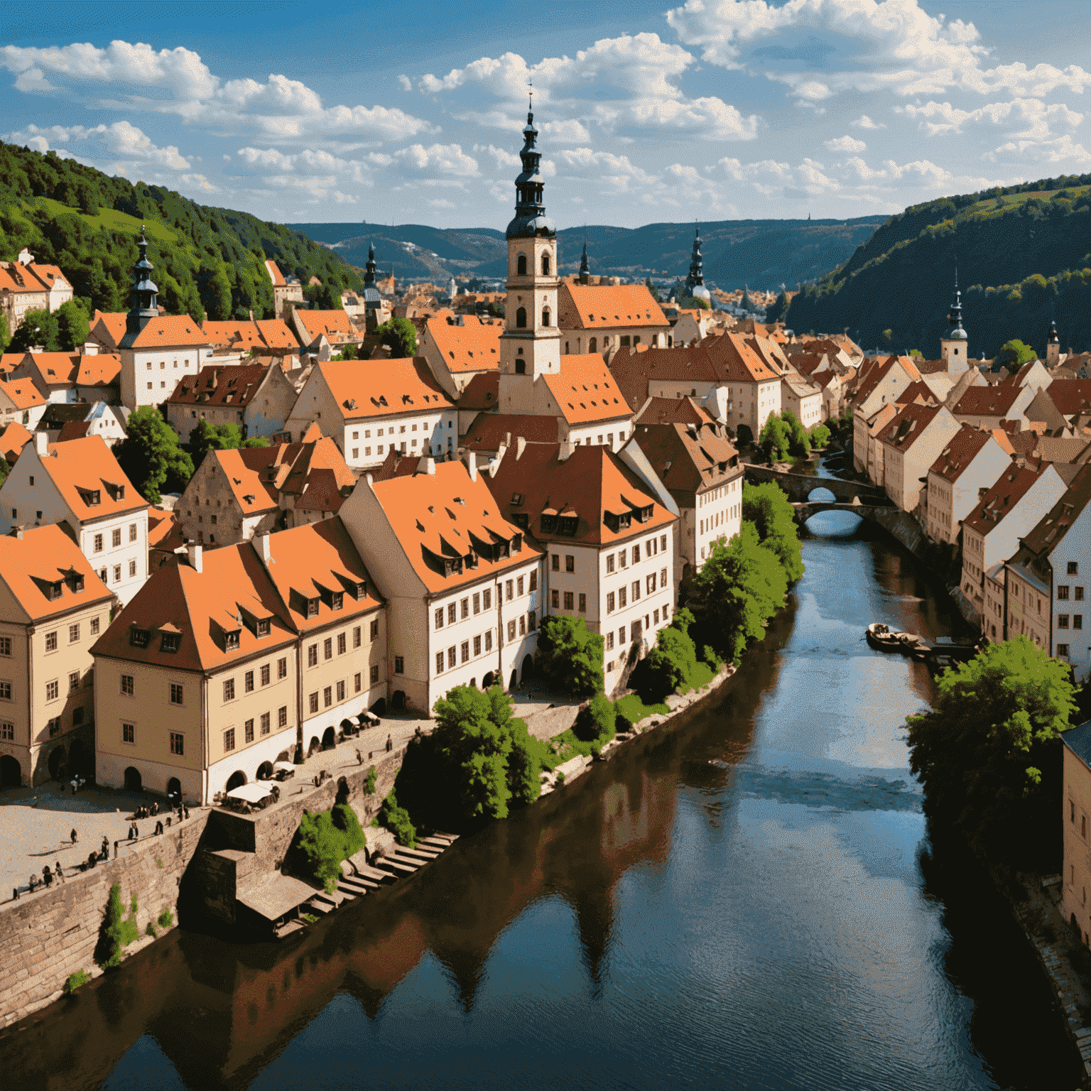 Historické centrum Českého Krumlova s řekou Vltavou